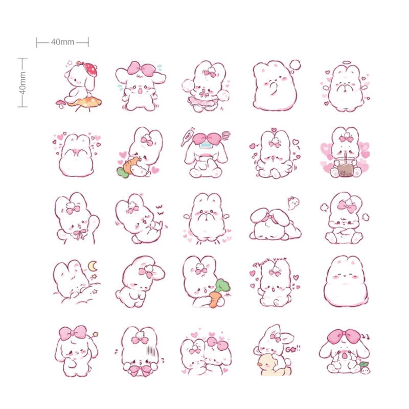 45 Pcs Cute Rabbit Kawaii Stickers