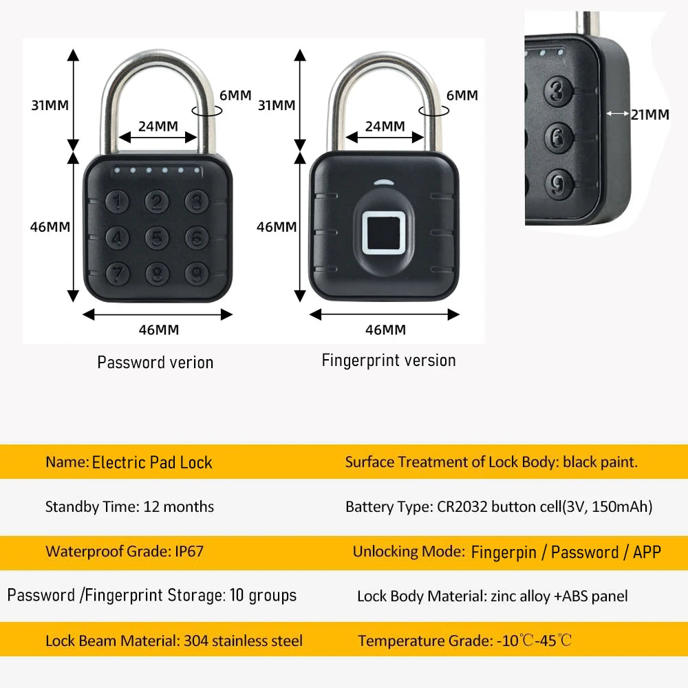 Bluetooth Fingerprint Padlock